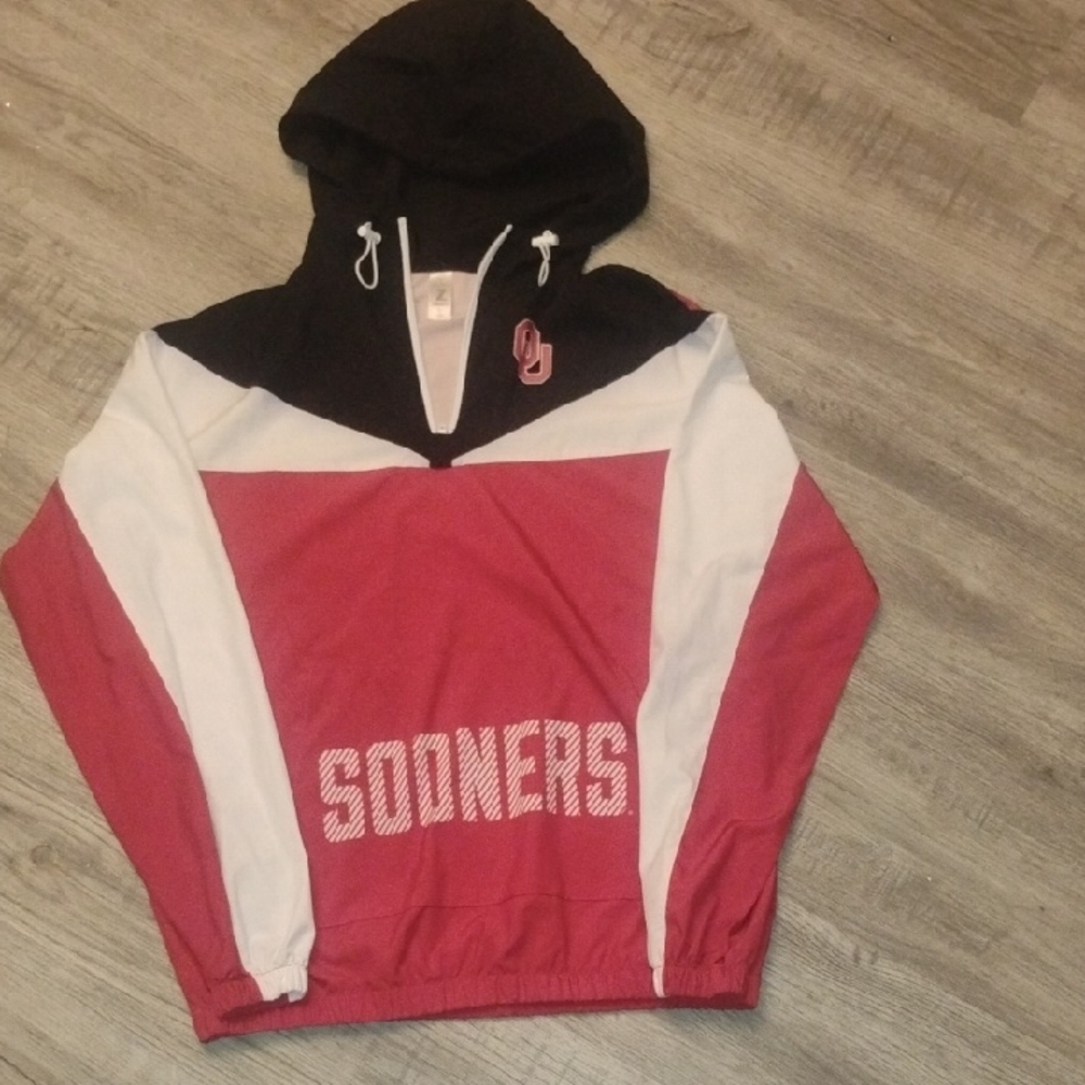 Zoozats Women's OU Sooner Quater Zip Pullover Jacket Oklahoma Size Small